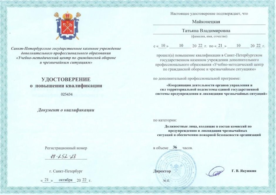 2022-2023 Майконецкая Т.В. (Удостоверение о повышении квалификации ГО ЧС)